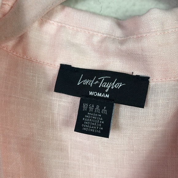 NWT Lord & Taylor Woman 100% Linen Button Down Tunic Shirt Bell Sleeves size 3X - Picture 2 of 10